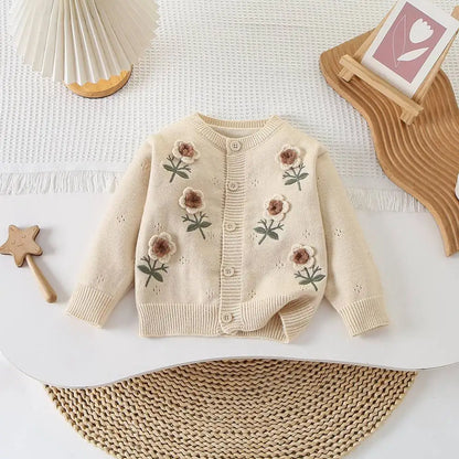 Suéter Tejido para Bebé Niña – Chaqueta Infantil de Manga Larga Estilo Coreano Princesa