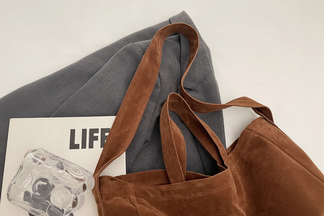 Bolso Tote de Gamuza Vintage para Mujer – Gran Capacidad y Estilo Moderno