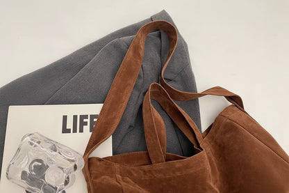 Bolso Tote de Gamuza Vintage para Mujer – Gran Capacidad y Estilo Moderno