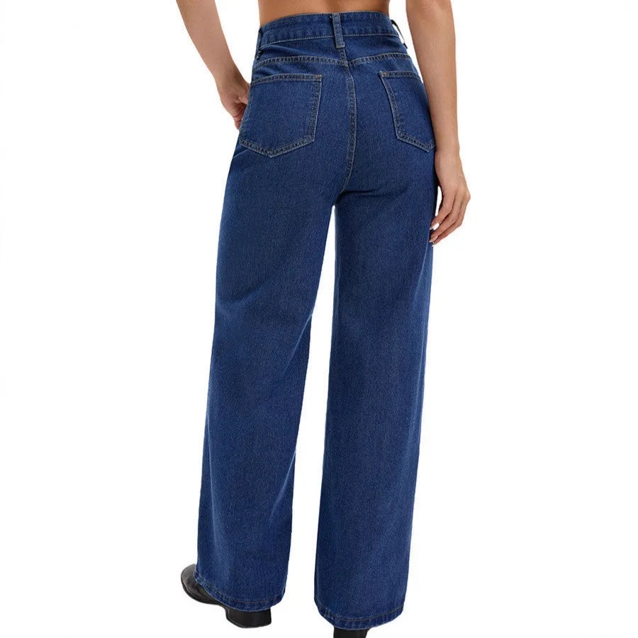 Jeans de Cintura Alta Recto – Estilo Urbano y Comodidad Atemporal