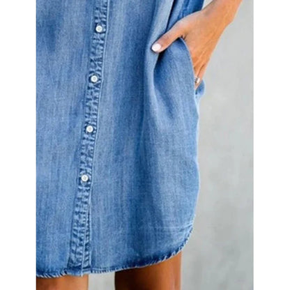 Vestido Camisero Denim de Verano – Diseño Casual, Suelto y Elegante
