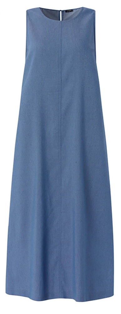 Vestido Largo de Algodón sin Mangas para Mujer – Estilo Casual de Verano Corte A