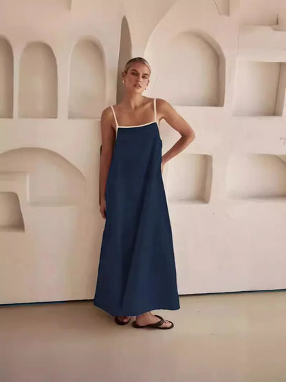 Vestido Largo de Tirantes para Mujer – Vestido Suelto de Verano en Algodón con Estilo Casual y Elegante