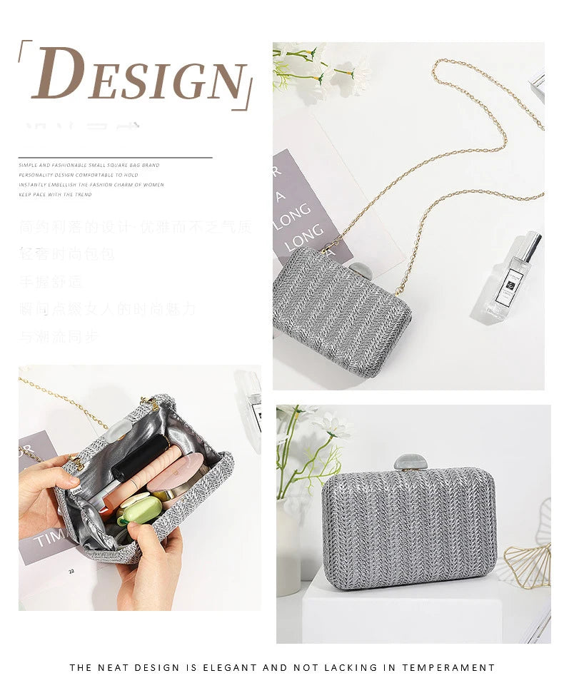Bolso Clutch de Paja Elegante para Mujer