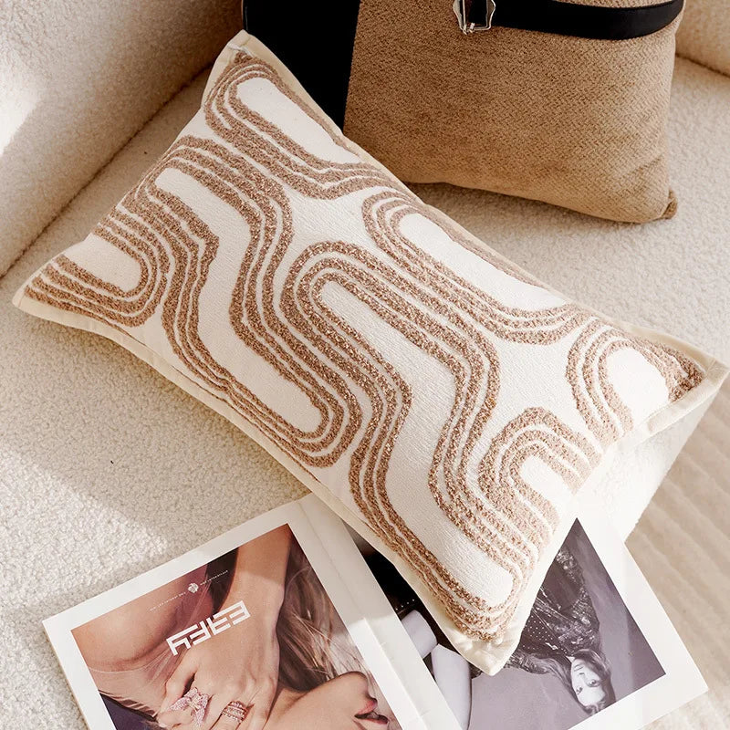 Funda Decorativa de Almohadón Estilo Lujo Ligero – Diseño Patchwork y Jacquard en Tonos Marrones(30x50/45x45CM)