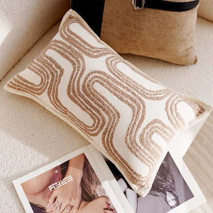 Funda Decorativa de Almohadón Estilo Lujo Ligero – Diseño Patchwork y Jacquard en Tonos Marrones(30x50/45x45CM)