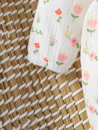 🌸 Enterito para Bebé Niña con Estampado Floral y Moño + Diadema🌸