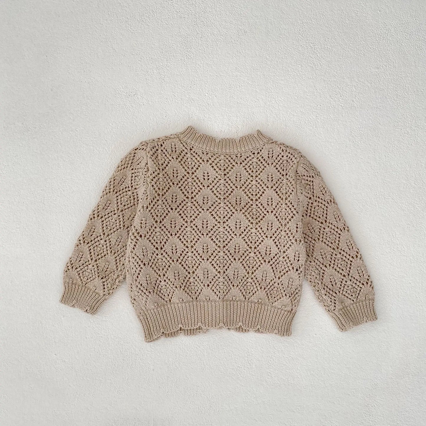 Cárdigan Tejido Infantil para Bebé – Chaqueta Calada con Lazo para Primavera y Otoño