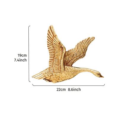 Decoración de Pared en Forma de Ganso en Vuelo – Ornamento Moderno en Resina Dorada y Blanca (1pc