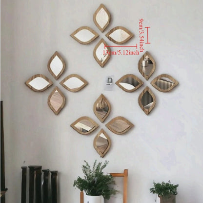Set de 4 Espejos Decorativos Boho en Forma de Gota