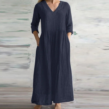 Vestido Maxi Aura de Algodón y Lino