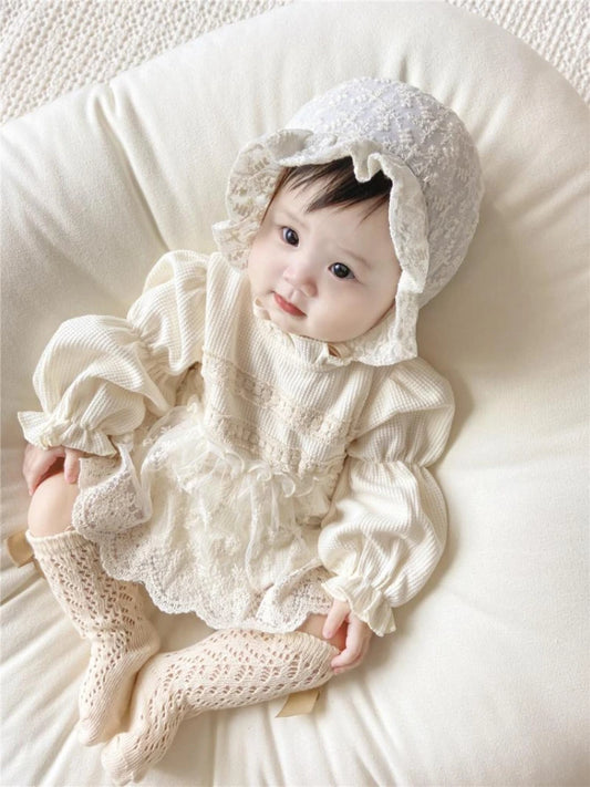 👑 Enterito Princesa para Bebé Niña con Encaje – Dulzura y Elegancia Todo el Año 👑