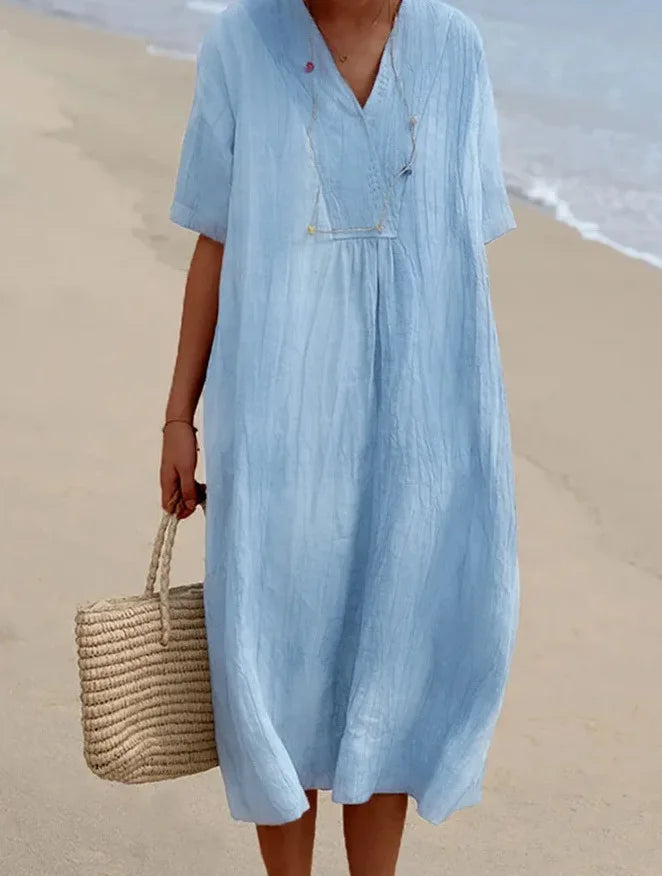 Vestido Midi de Estilo Vintage – Elegancia Relajada y Confort Natural