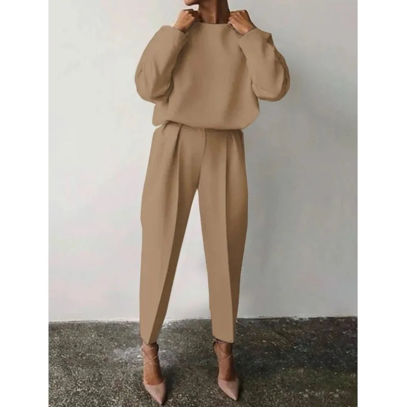 Conjunto Elegante de Mujer – Jersey de Manga Larga + Pantalón Slim