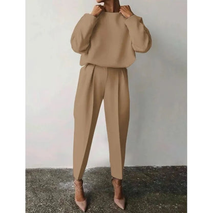 Conjunto Elegante de Mujer – Jersey de Manga Larga + Pantalón Slim