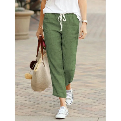 Pantalón Casual Y2K Mujer – Algodón, Cintura Elástica y Cordón Ajustable