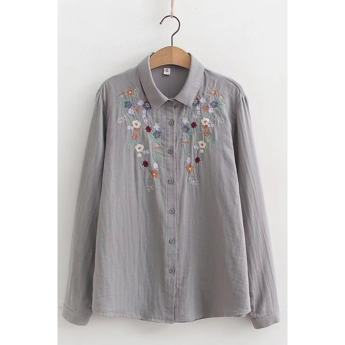 Camisa de Algodón con Bordado Artístico