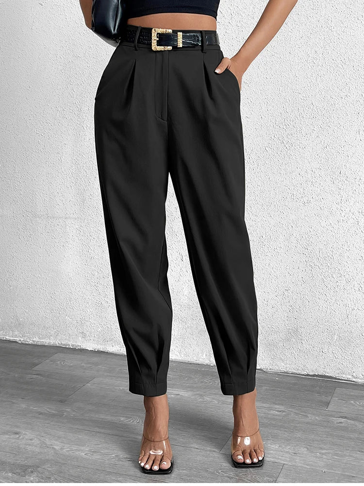 Pantalón Mujer NewAsia de Cintura Alta con Bolsillos – Estilo Urbano y Elegancia Casual