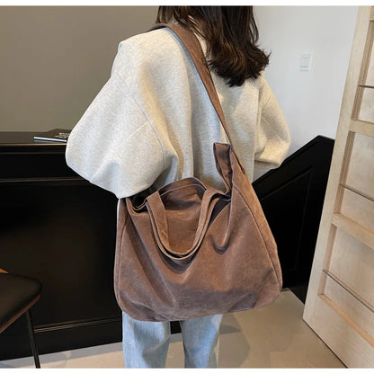 Bolso Tote de Gamuza Vintage para Mujer – Gran Capacidad y Estilo Moderno