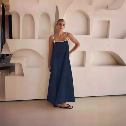 Vestido Largo de Tirantes para Mujer – Vestido Suelto de Verano en Algodón con Estilo Casual y Elegante