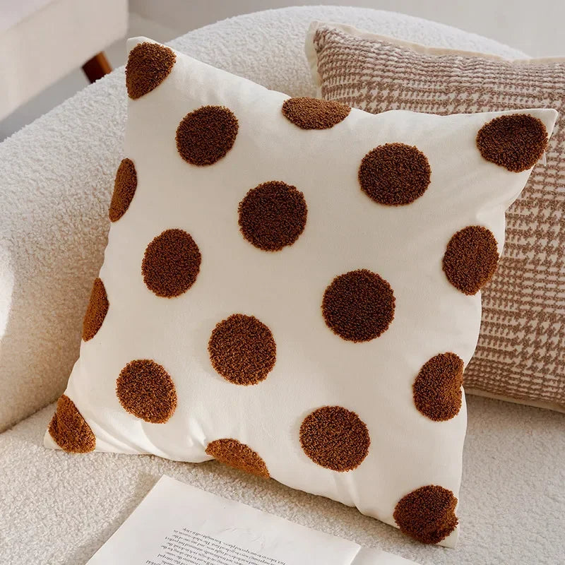 Funda Decorativa de Almohadón Estilo Lujo Ligero – Diseño Patchwork y Jacquard en Tonos Marrones(30x50/45x45CM)