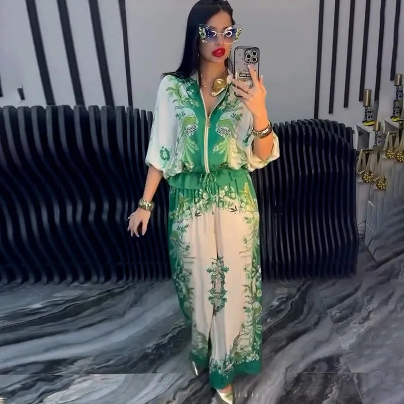 Conjunto Femenino de Verano 2 Piezas – Estilo Elegante y Casual con Estampado