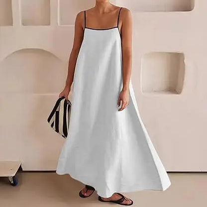 Vestido Largo de Tirantes para Mujer – Vestido Suelto de Verano en Algodón con Estilo Casual y Elegante