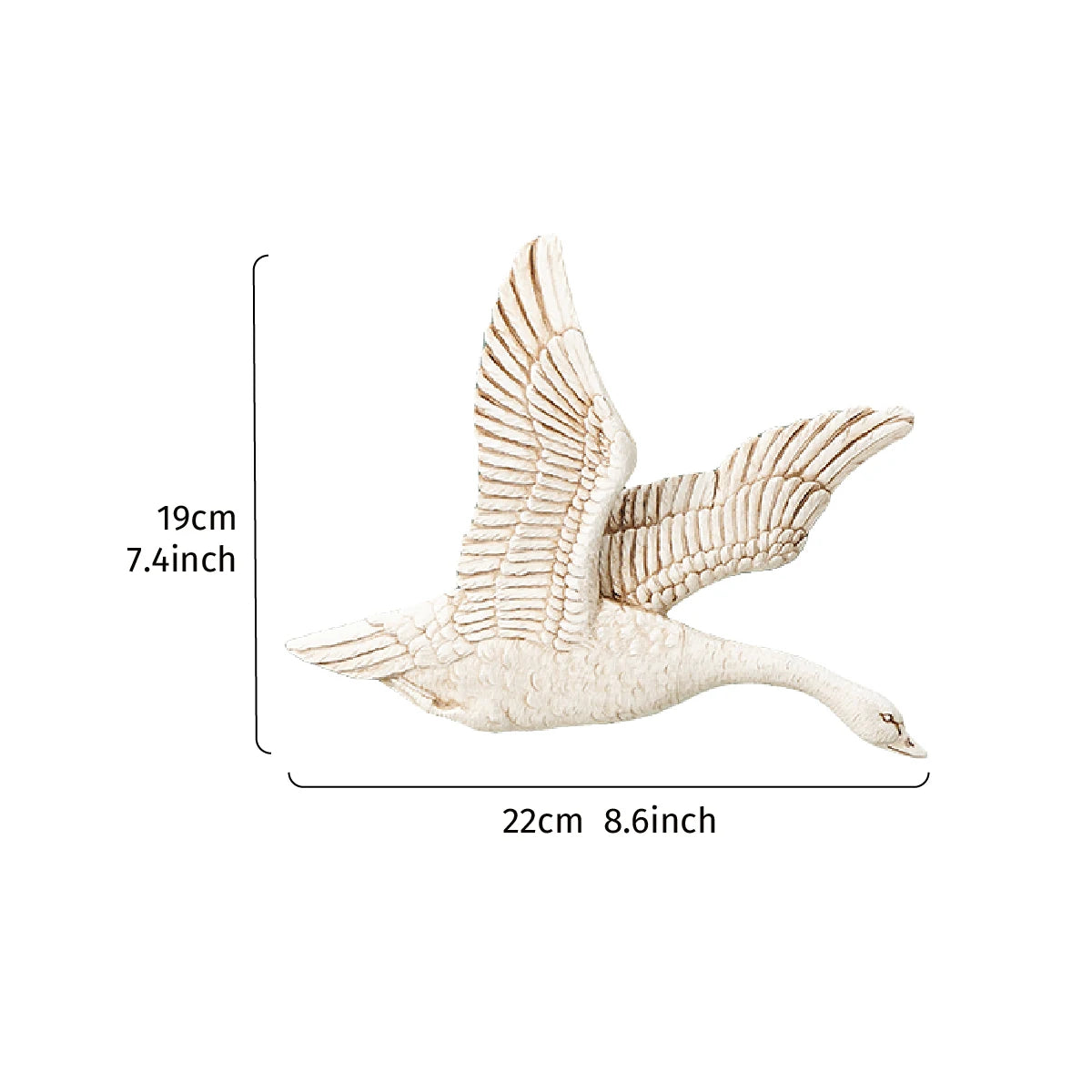 Decoración de Pared en Forma de Ganso en Vuelo – Ornamento Moderno en Resina Dorada y Blanca (1pc