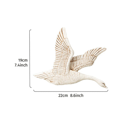 Decoración de Pared en Forma de Ganso en Vuelo – Ornamento Moderno en Resina Dorada y Blanca (1pc