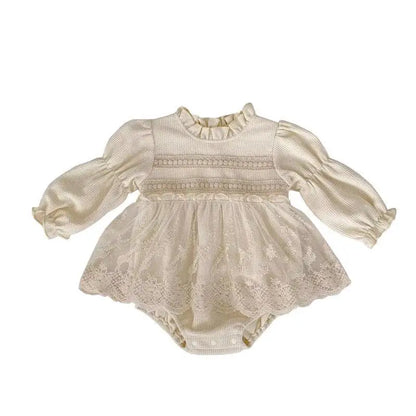 👑 Enterito Princesa para Bebé Niña con Encaje – Dulzura y Elegancia Todo el Año 👑