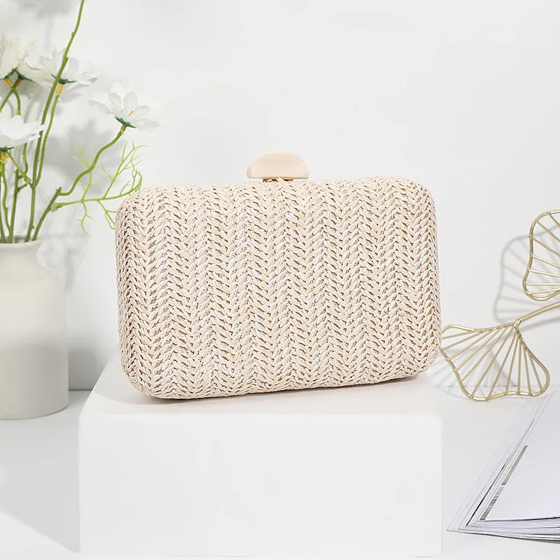 Bolso Clutch de Paja Elegante para Mujer