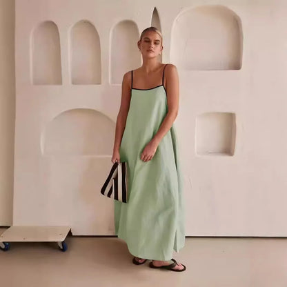 Vestido Largo de Tirantes para Mujer – Vestido Suelto de Verano en Algodón con Estilo Casual y Elegante