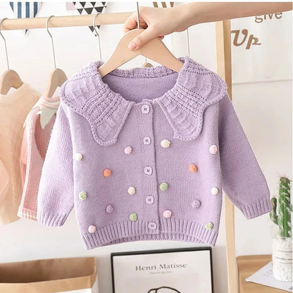 Chaqueta Cárdigan Tejida para Niña – Abrigo Infantil de Manga Larga con Botones
