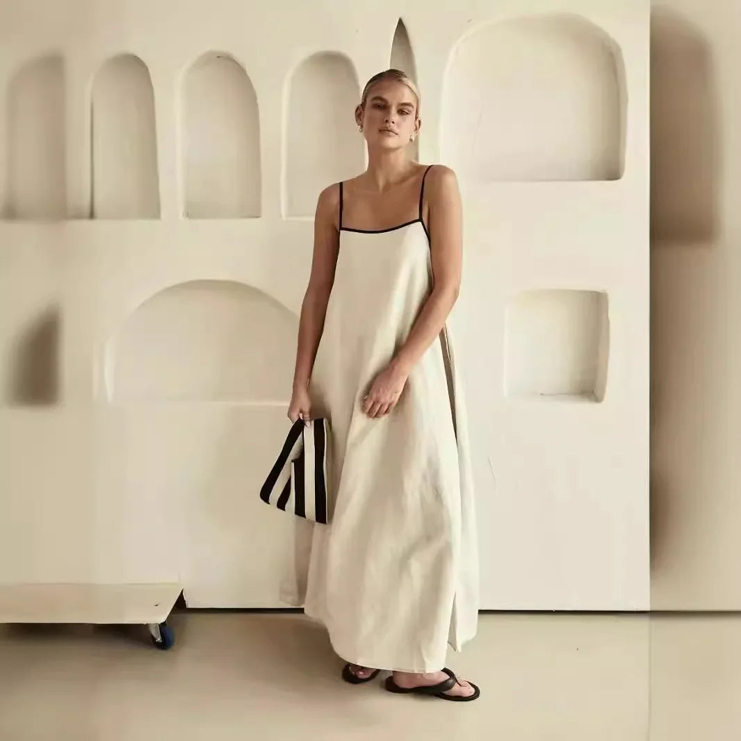 Vestido Largo de Tirantes para Mujer – Vestido Suelto de Verano en Algodón con Estilo Casual y Elegante