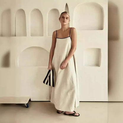 Vestido Largo de Tirantes para Mujer – Vestido Suelto de Verano en Algodón con Estilo Casual y Elegante