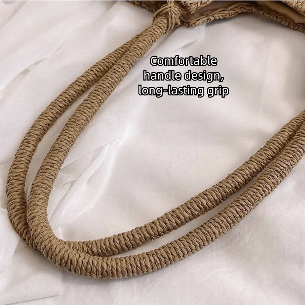 Bolso tejido de paja con Borlas – Tote Grande y Ligero para Viajes y Verano