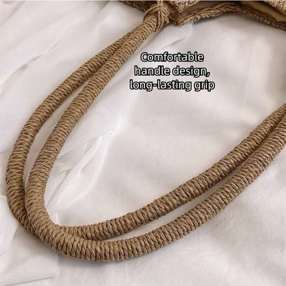 Bolso tejido de paja con Borlas – Tote Grande y Ligero para Viajes y Verano