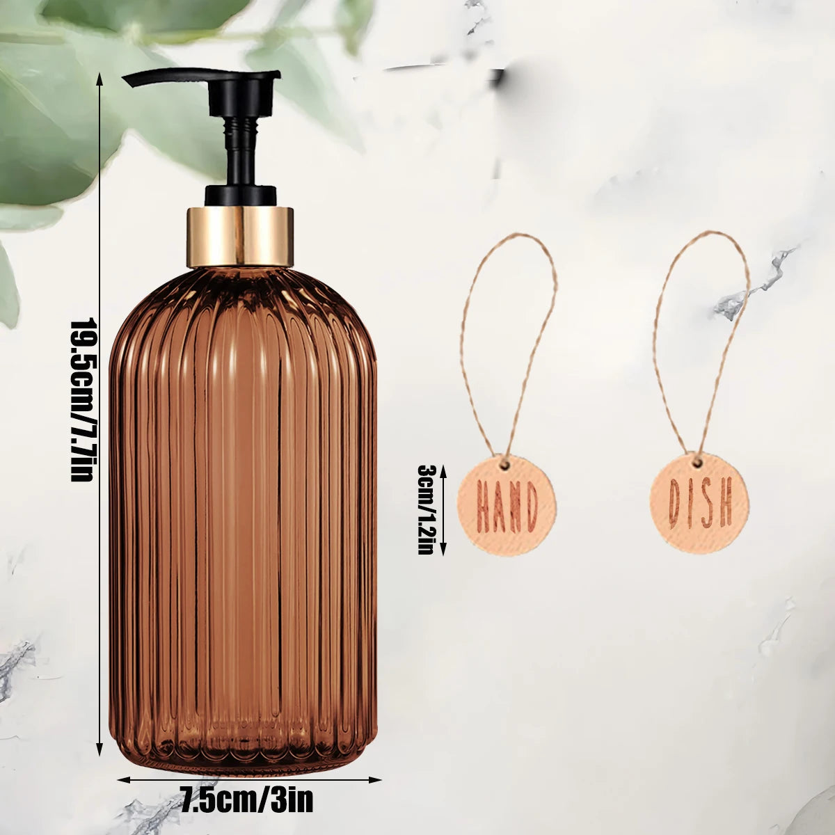 🌿 Dispensador de Jabón Líquido Reutilizable Ámbar – Elegancia y Calidez para tu Hogar
