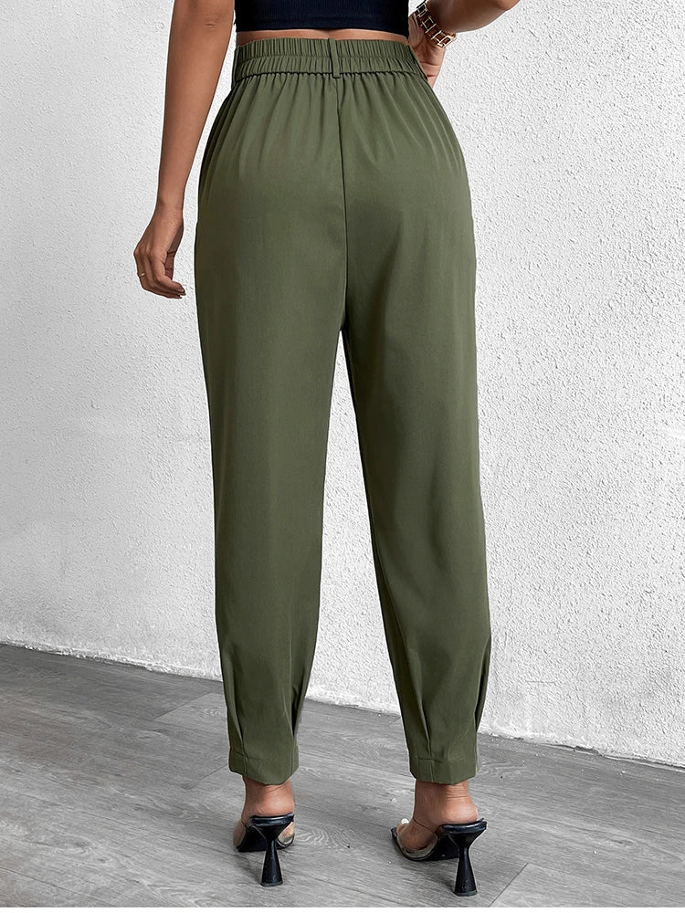 Pantalón Mujer NewAsia de Cintura Alta con Bolsillos – Estilo Urbano y Elegancia Casual
