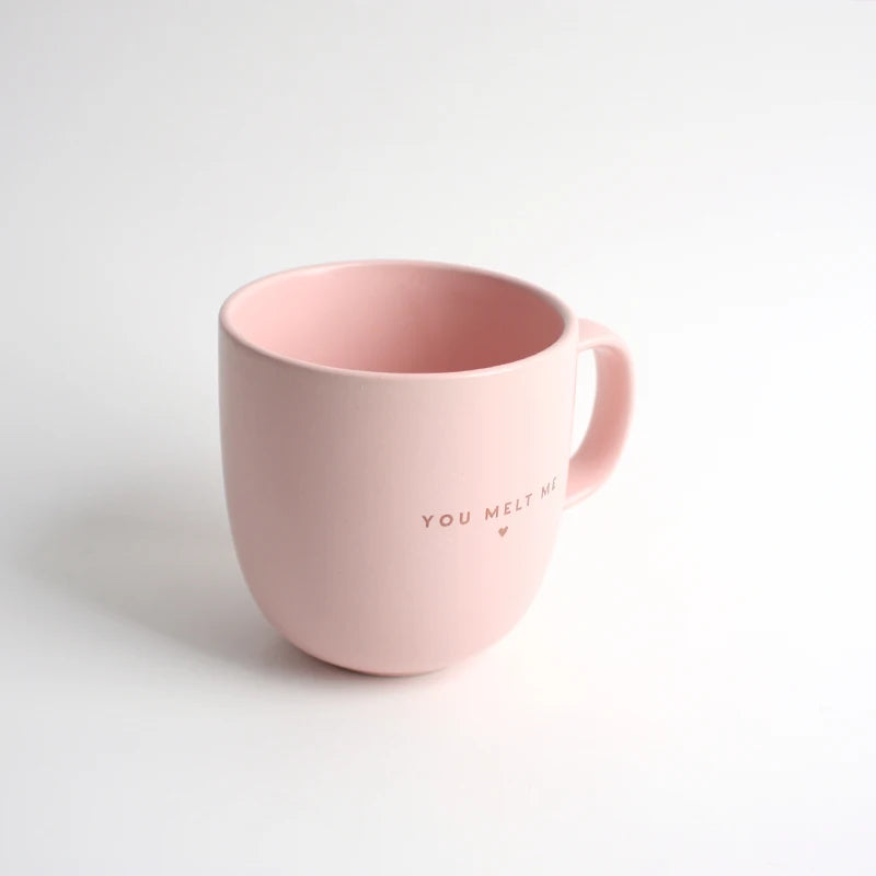 Taza de Cerámica Rosa Mate 350 ml – Mug Clásico Ecológico con Asa