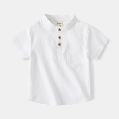Camisa Infantil de Verano para Niño – Manga Corta Estilo Coreano con Cuello en V
