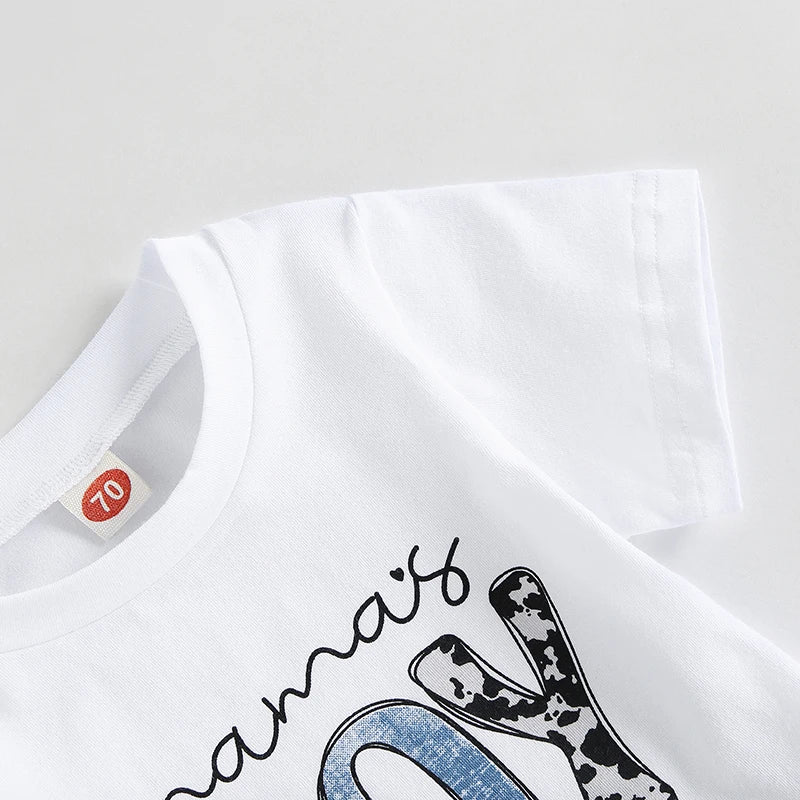 ☀️ "Pequeño Aventurero": Conjunto de Verano de Algodón con Camiseta Estampada y Pantalones Cortos