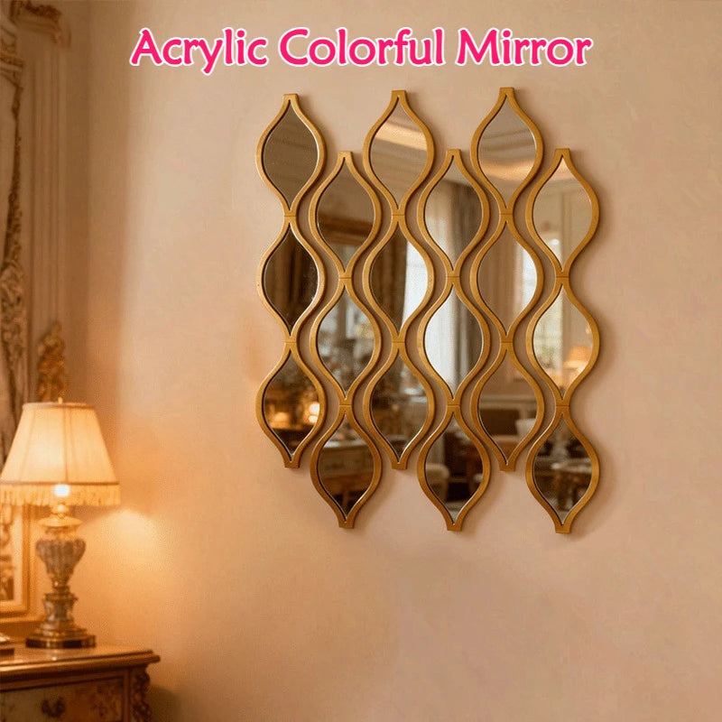 Set de 12 Espejos Decorativos en Forma de Gota – Diseño Artístico Dorado para Pared