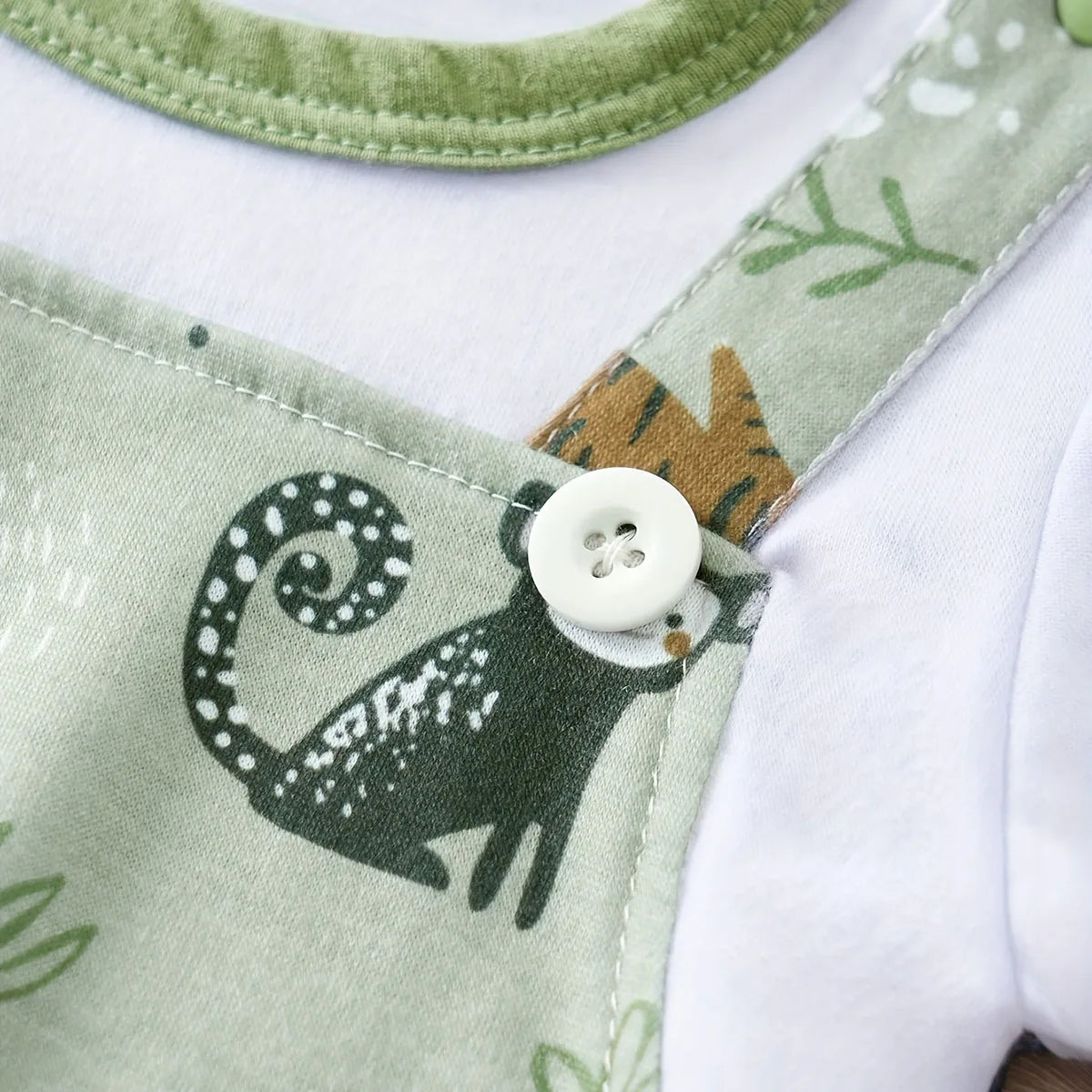 🦁 "Pequeño Explorador": Mameluco AURA con Estampado de Animales del Zoo y Estilo Falso Dos Piezas