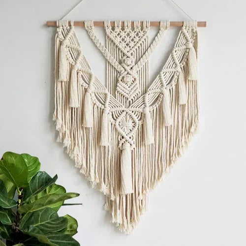 Tapiz de Macramé Tejido a Mano – Decoración Bohemia Geométrica para Pared