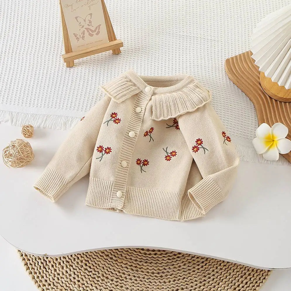 Suéter Tejido para Bebé Niña – Chaqueta Infantil de Manga Larga Estilo Coreano Princesa