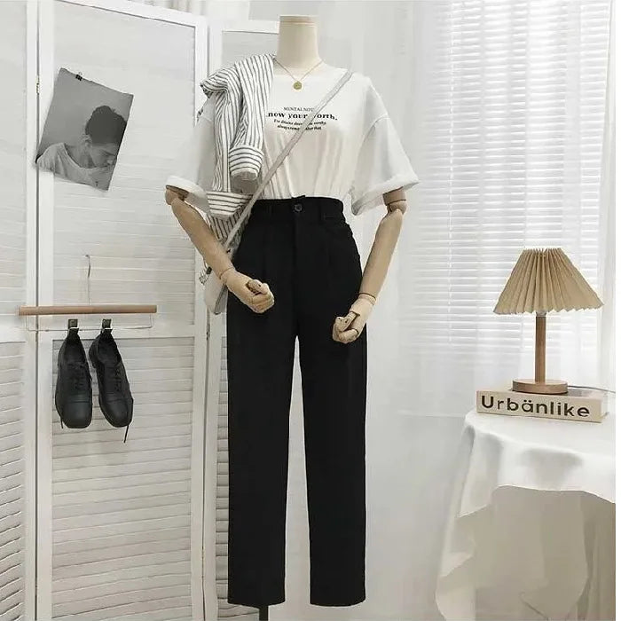 Pantalón de Mujer de Cintura Alta Recto – Elegancia Casual para Oficina y Uso Diario