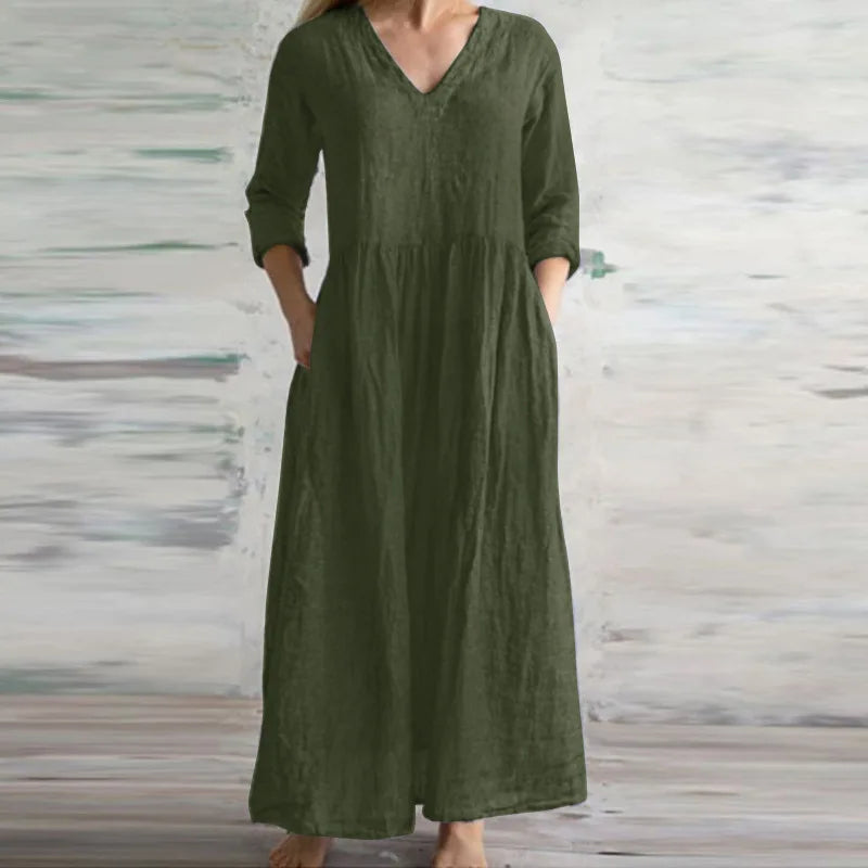 Vestido Maxi Aura de Algodón y Lino