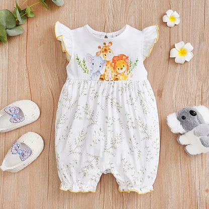 Mono de Verano para Recién Nacido – Jumpsuit Infantil sin Mangas de Algodón con Estampado Animal