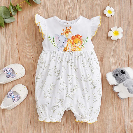 Mono de Verano para Recién Nacido – Jumpsuit Infantil sin Mangas de Algodón con Estampado Animal